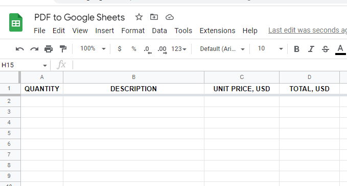 Sample Google Sheets