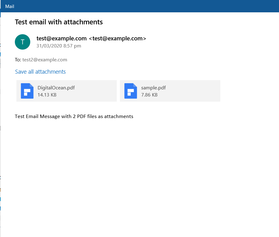 Screenshot of Sample Email with Attachments