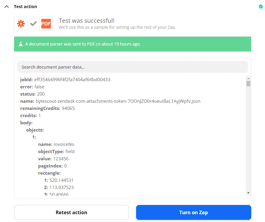 Parsed PDF Invoice Attachment Result