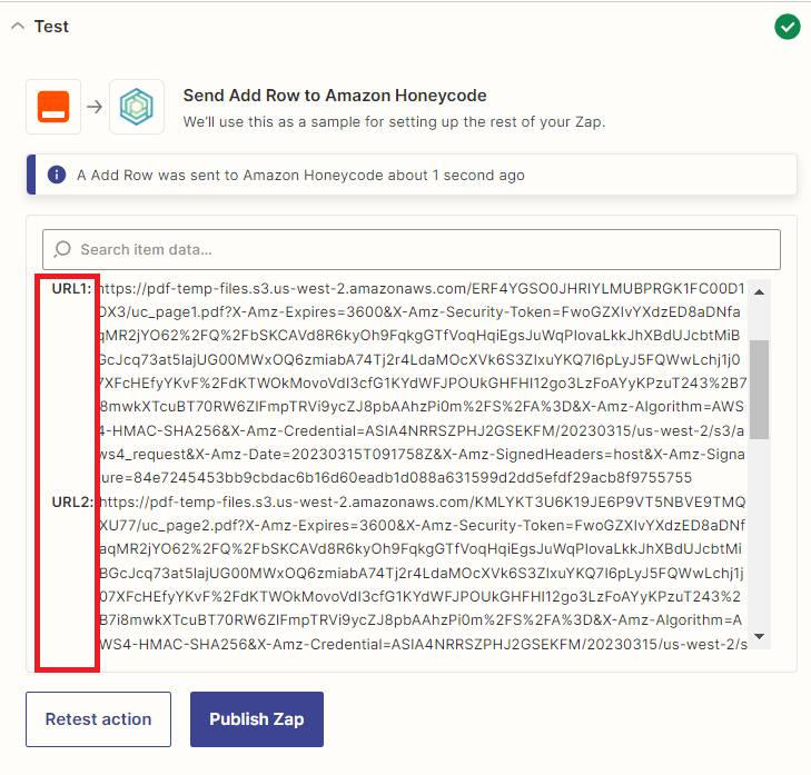 Honeycode Test Result