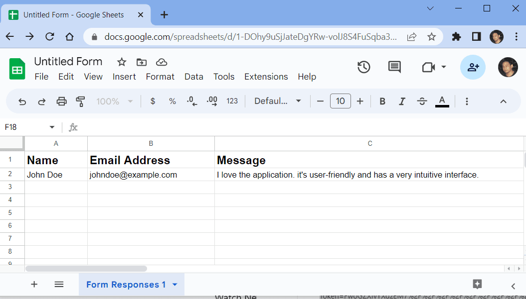 Sample Google Sheets Document