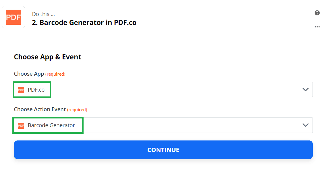 Barcode Generator action