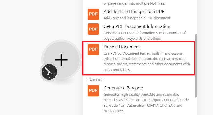 Add PDF.co Parse a Document Module