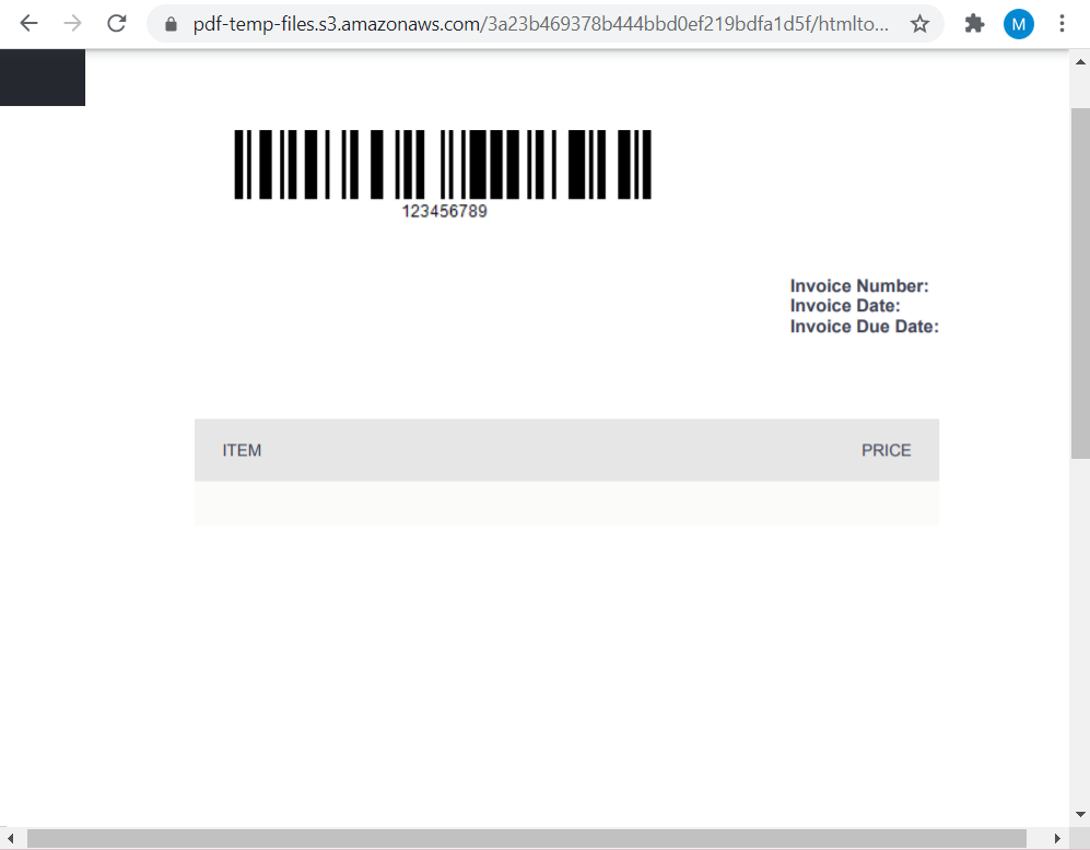 Screenshot of PDF Invoice With Code128 Barcode