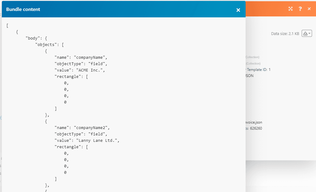 PDF.co Parse A Document Module Result