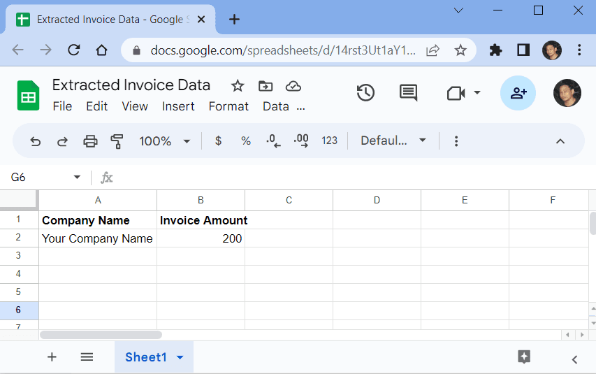 Google Sheets Output