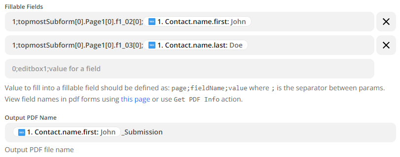 Fillable fields and output PDF name