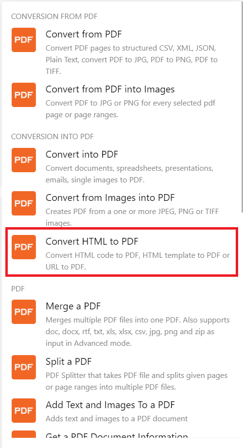 Convert HTML to PDF