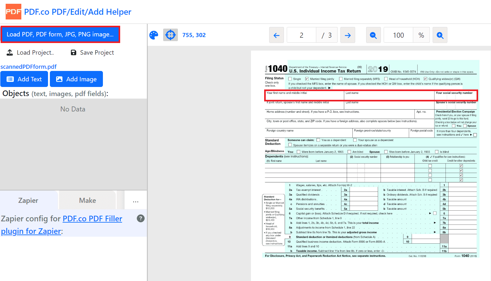 Customize the properties of the form fields