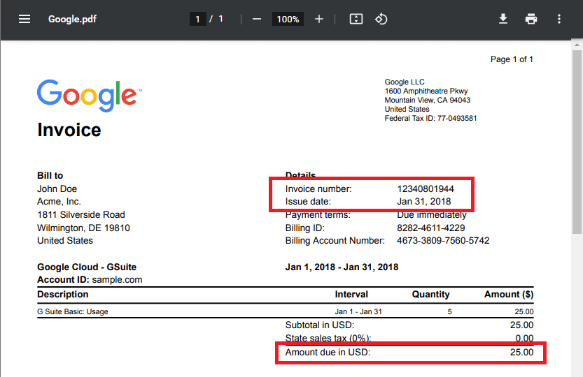 Sample PDF Invoice