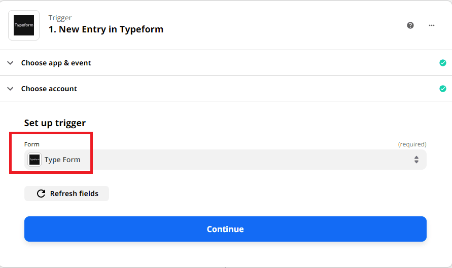 New Entry Configuration