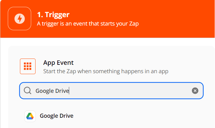 Select a Trigger App