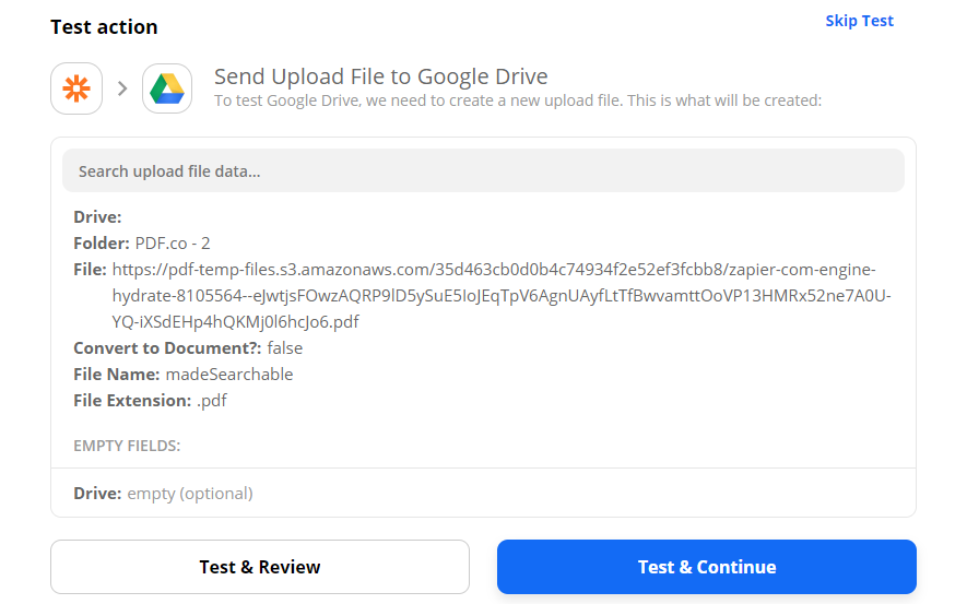 Send Upload File To Google Drive