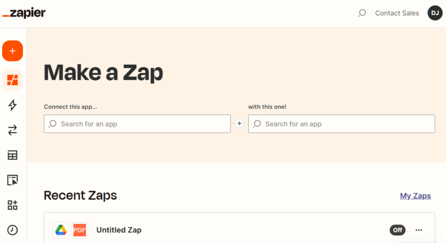 Screenshot of Zapier dashboard