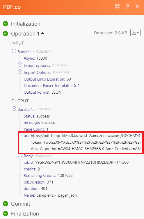 Parsed Document Result