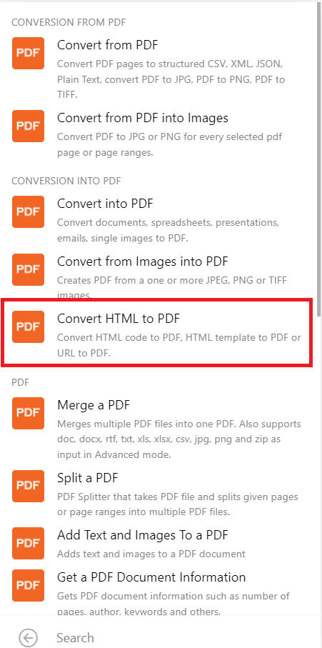 Convert HTML to PDF module