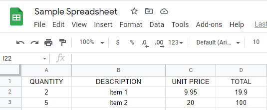 Result in Google Sheets