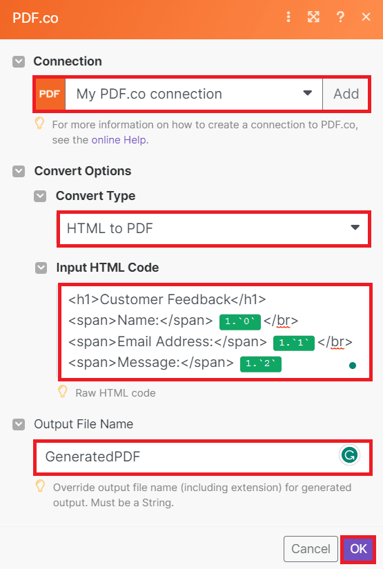Setup PDF.co Configuration