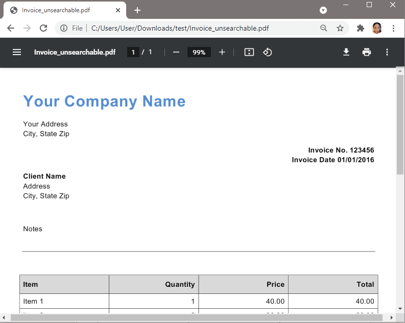 Sample Scanned PDF Invoice