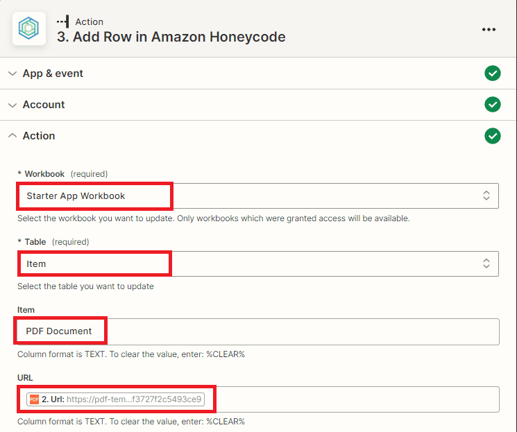 Setup Honeycode Configuration