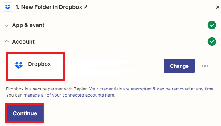 Connect Dropbox Account
