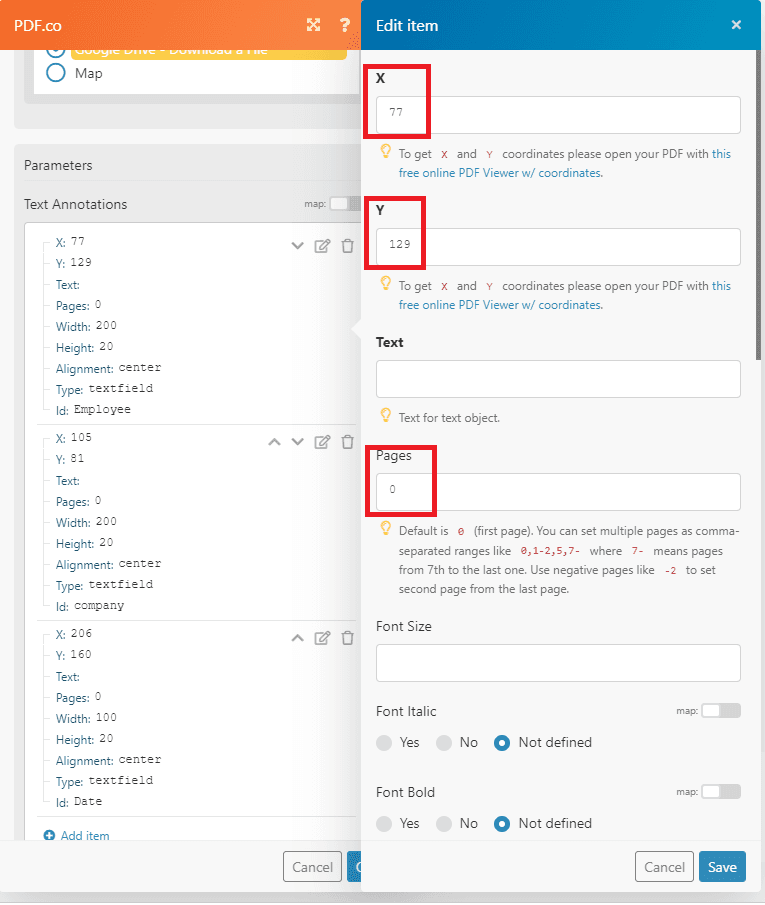 Referencing the object coordinates