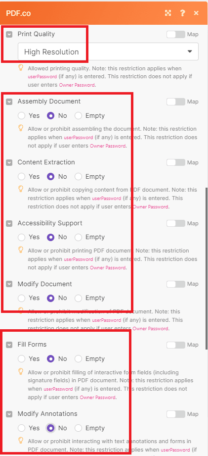 Add Password and Security into PDF Configuration