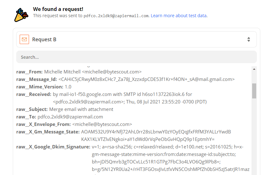 Zapier Received Our Test Email