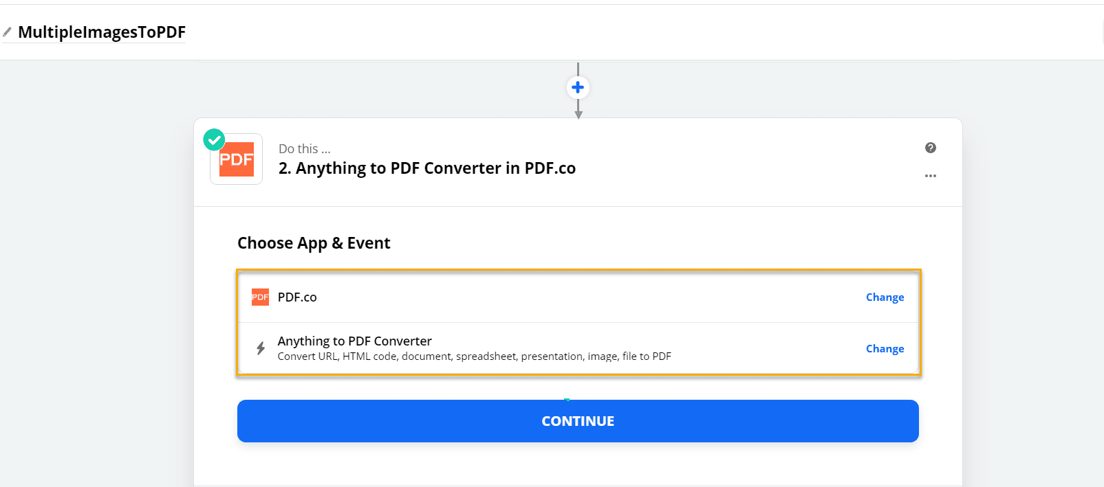 Set Anything To PDF Converter As The Action Step