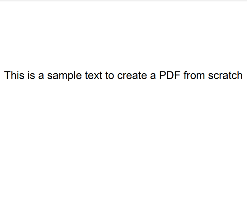 Screenshot of the created PDF from Scratch using PDF Filler