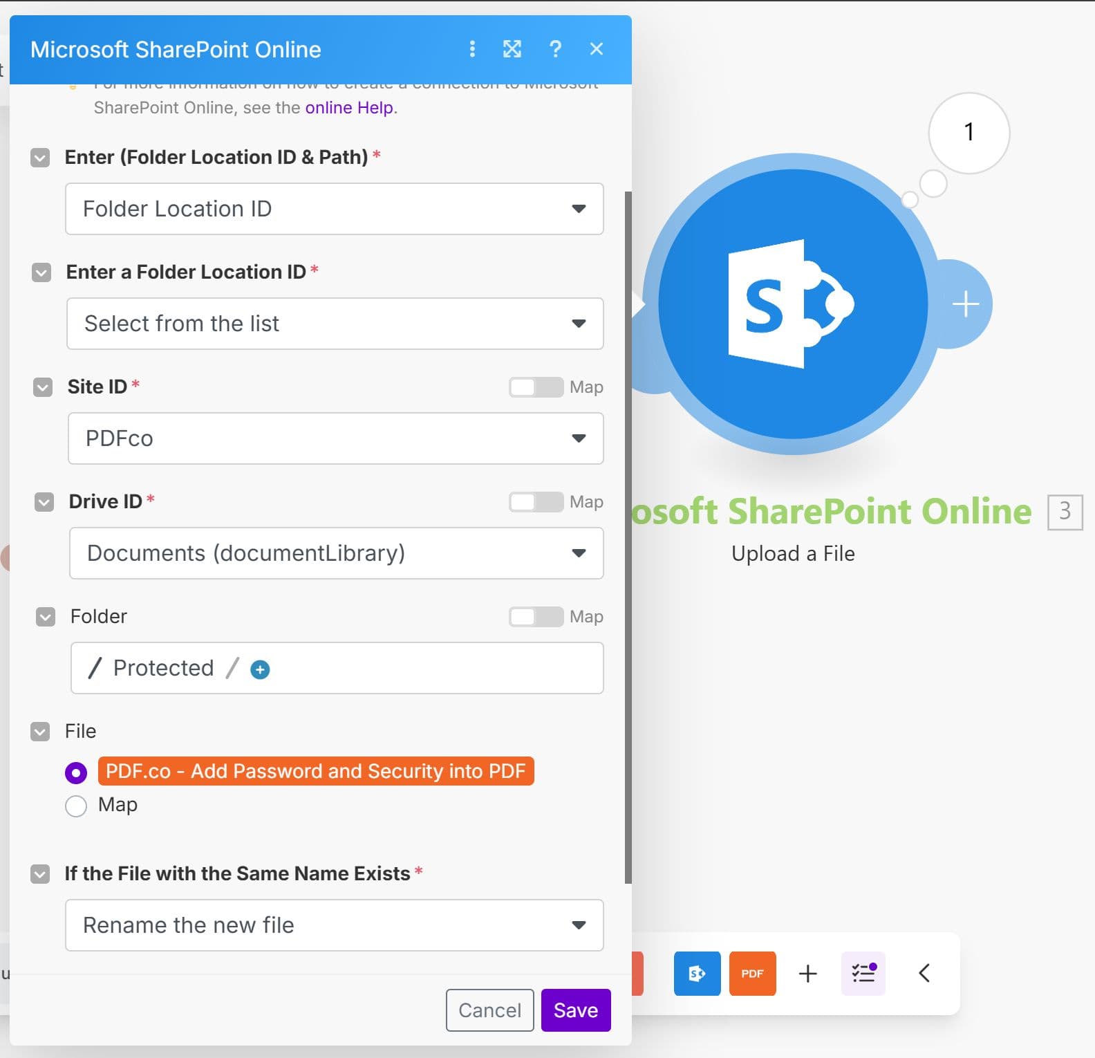 Set the Destination Folder and Upload the Protected File