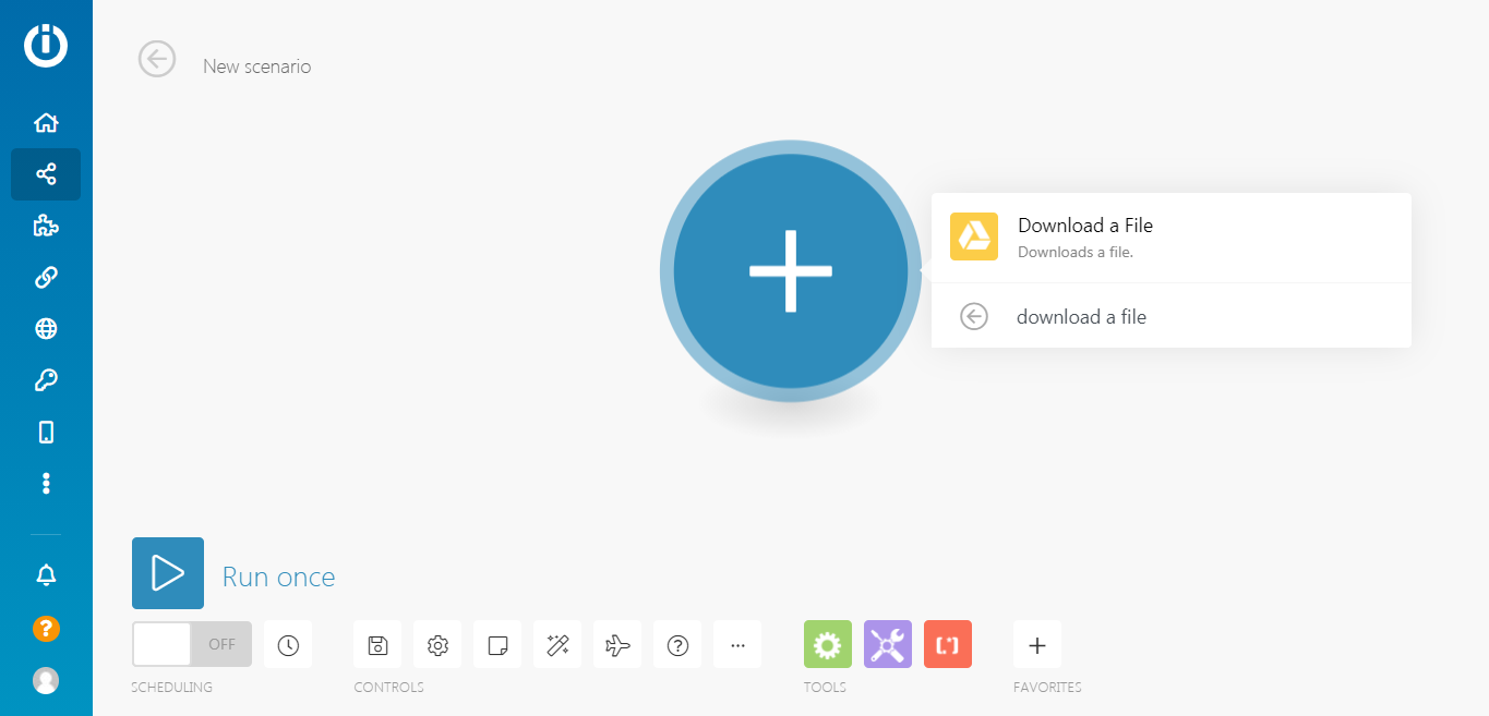 Screenshot of choosing Download a File module