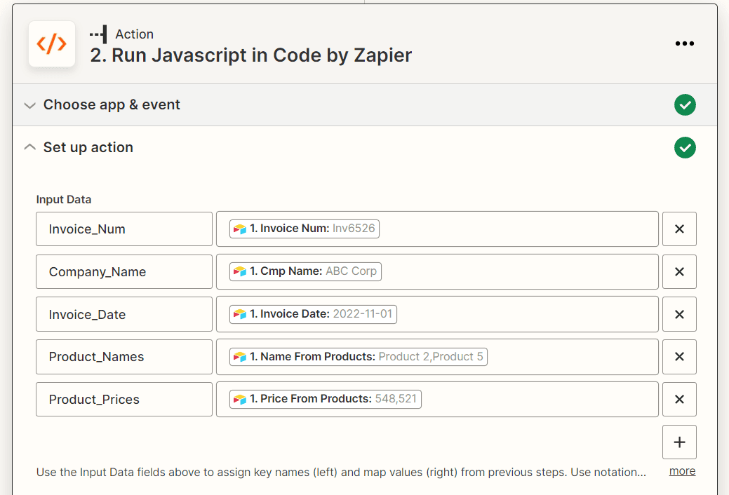 Run JavaScript code by Zapier