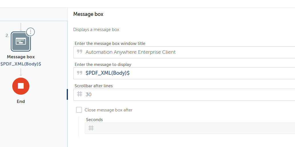 Configure Message Box
