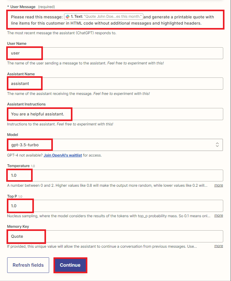 Setup ChatGPT Configuration