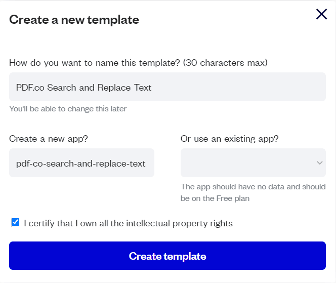 Step 2 – Create New Template