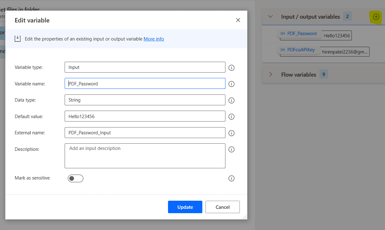 Configure variables