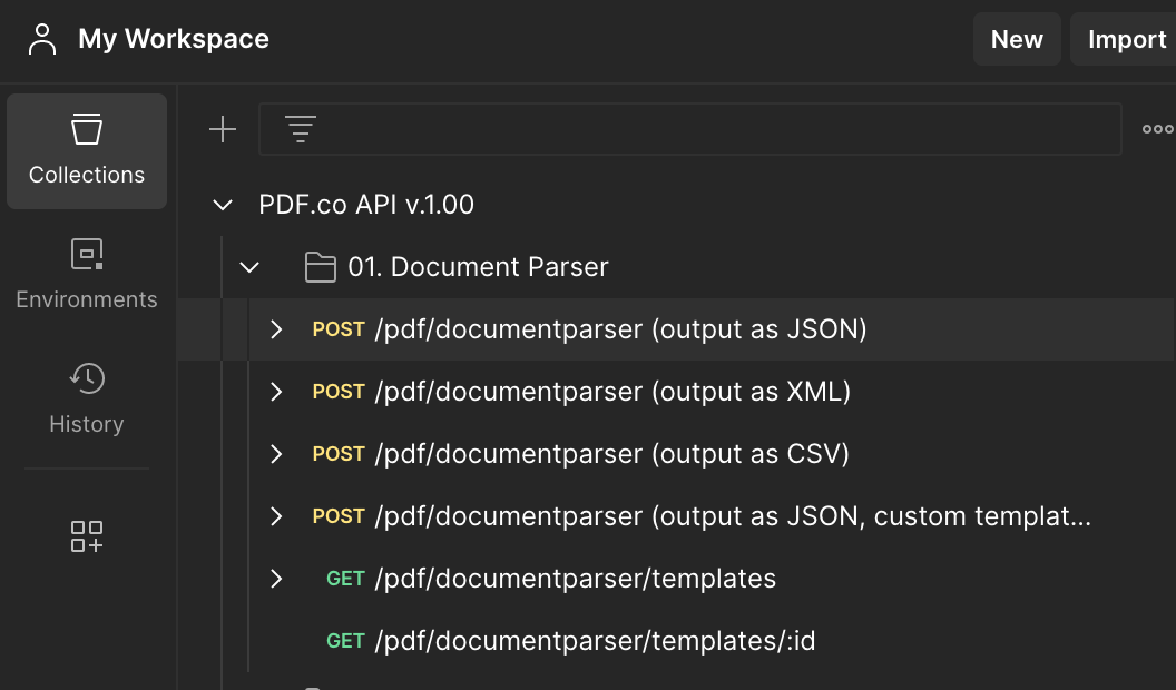 Document Parser in Postman Collection