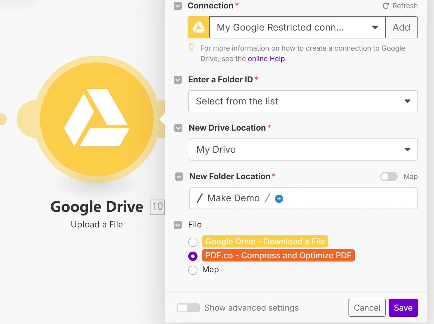 Upload the Compressed File to Google Drive