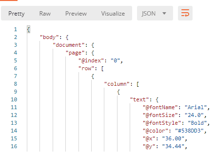 JSON code result on Postman