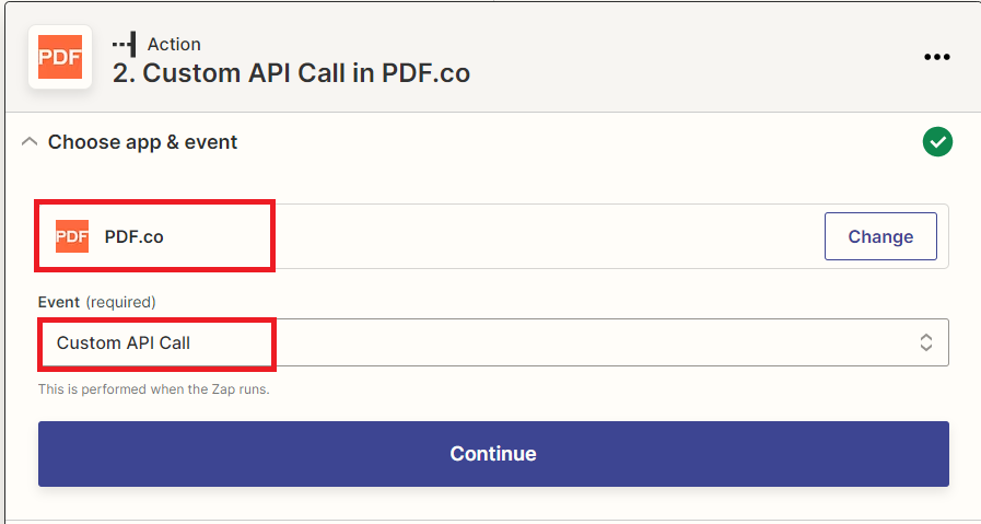Custom API call in PDF.co