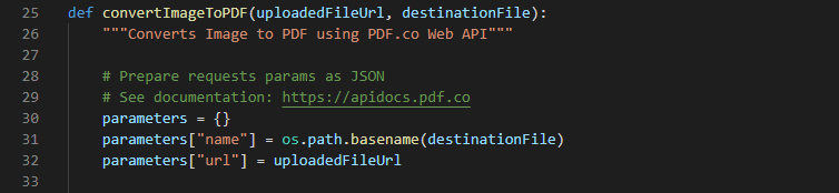 Set required parameters