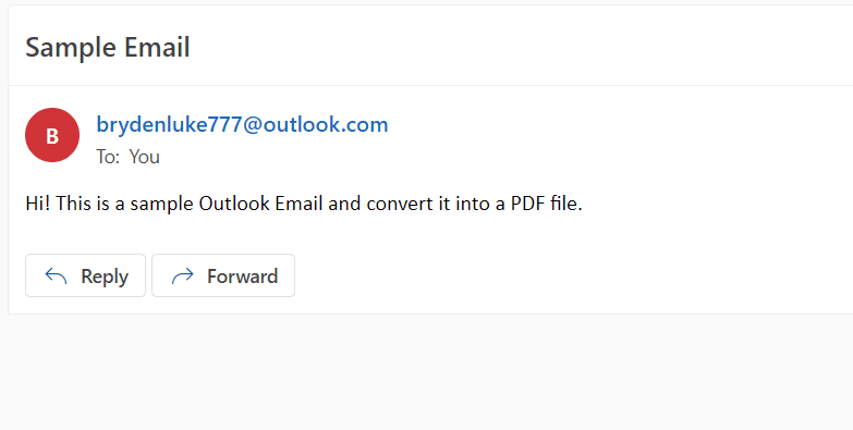 Sample Outlook Email