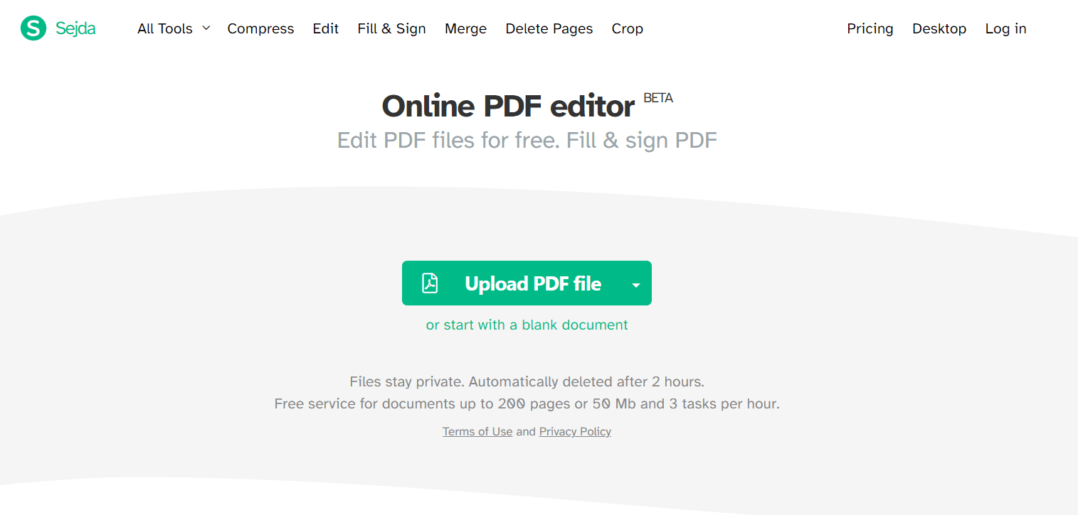 Sejda PDF Editor Screeshot