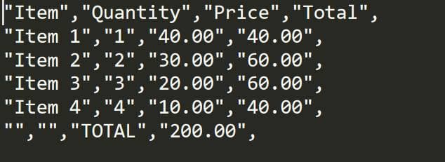 Output CSV