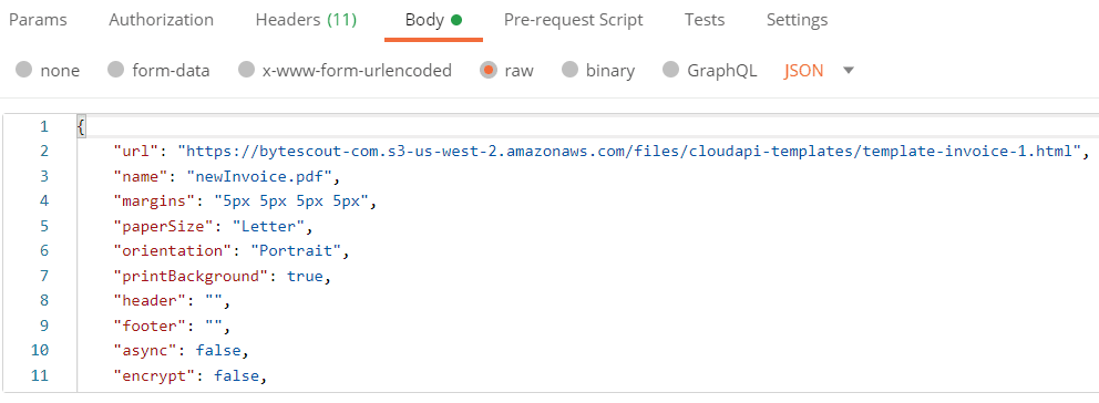 JSON Code Body