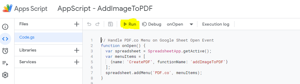 Apps Script project