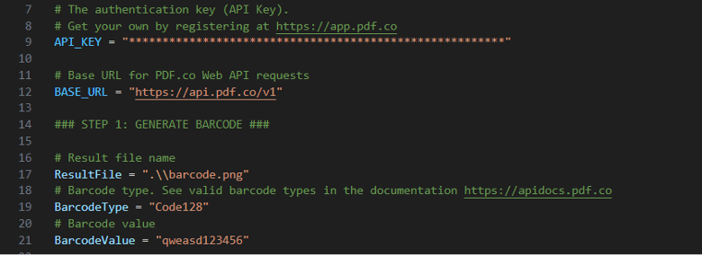 Barcode Generation Settings