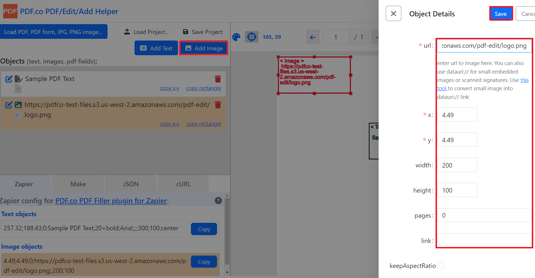 Configure object details