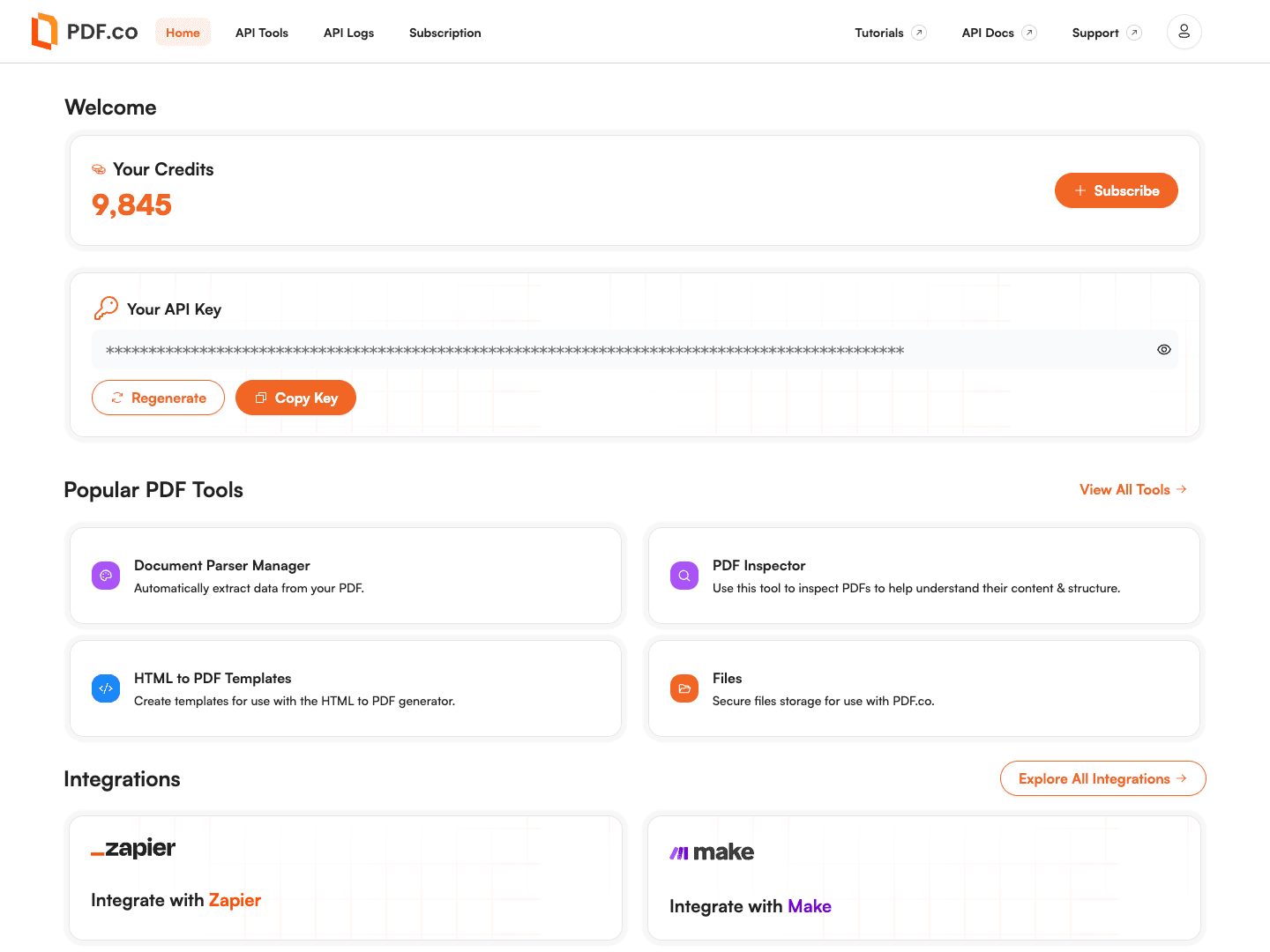 PDF.co Dashboard
